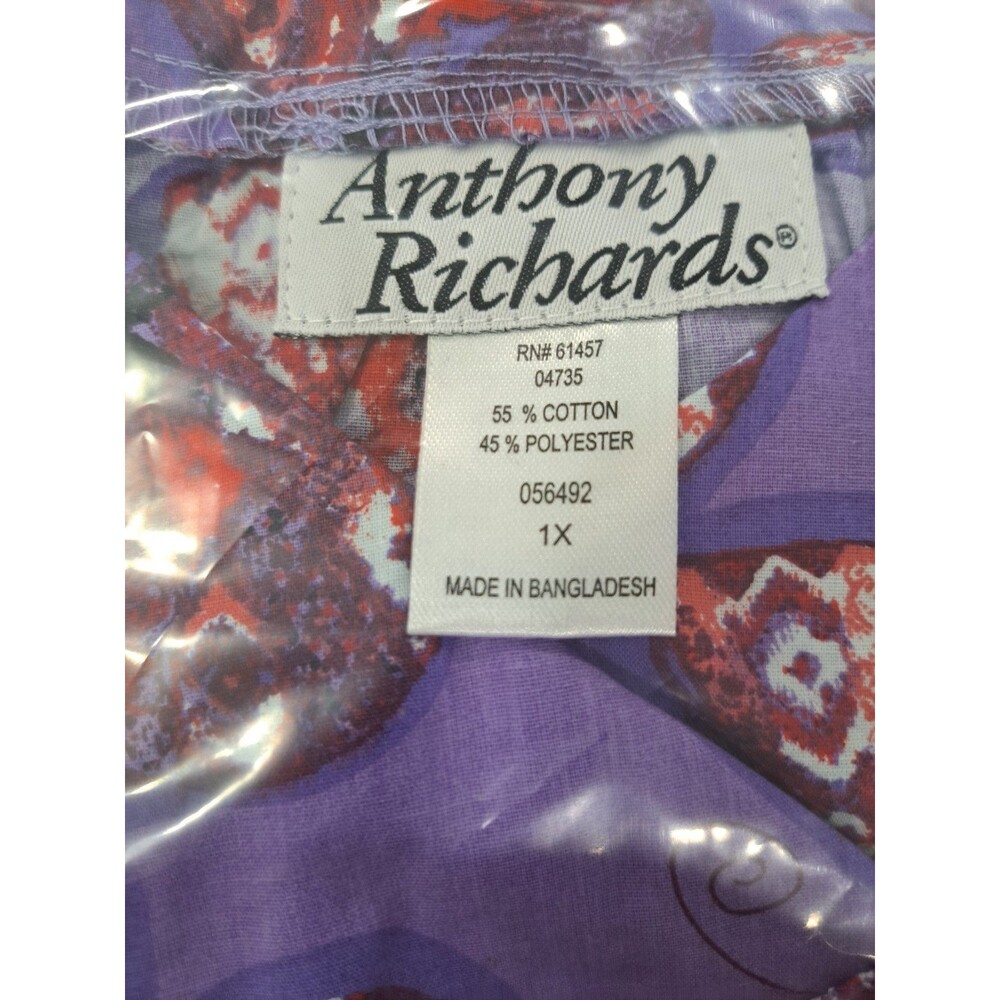 Anthony Richard’s Purple Butterfly Mumu Midi Patio House Dress Women's Size 1X - Picture 6 of 6